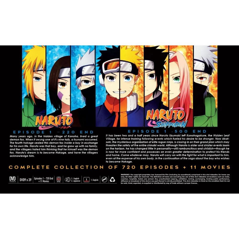 Naruto + Naruto Shippuden Complete Series Anime English 2024 DVD